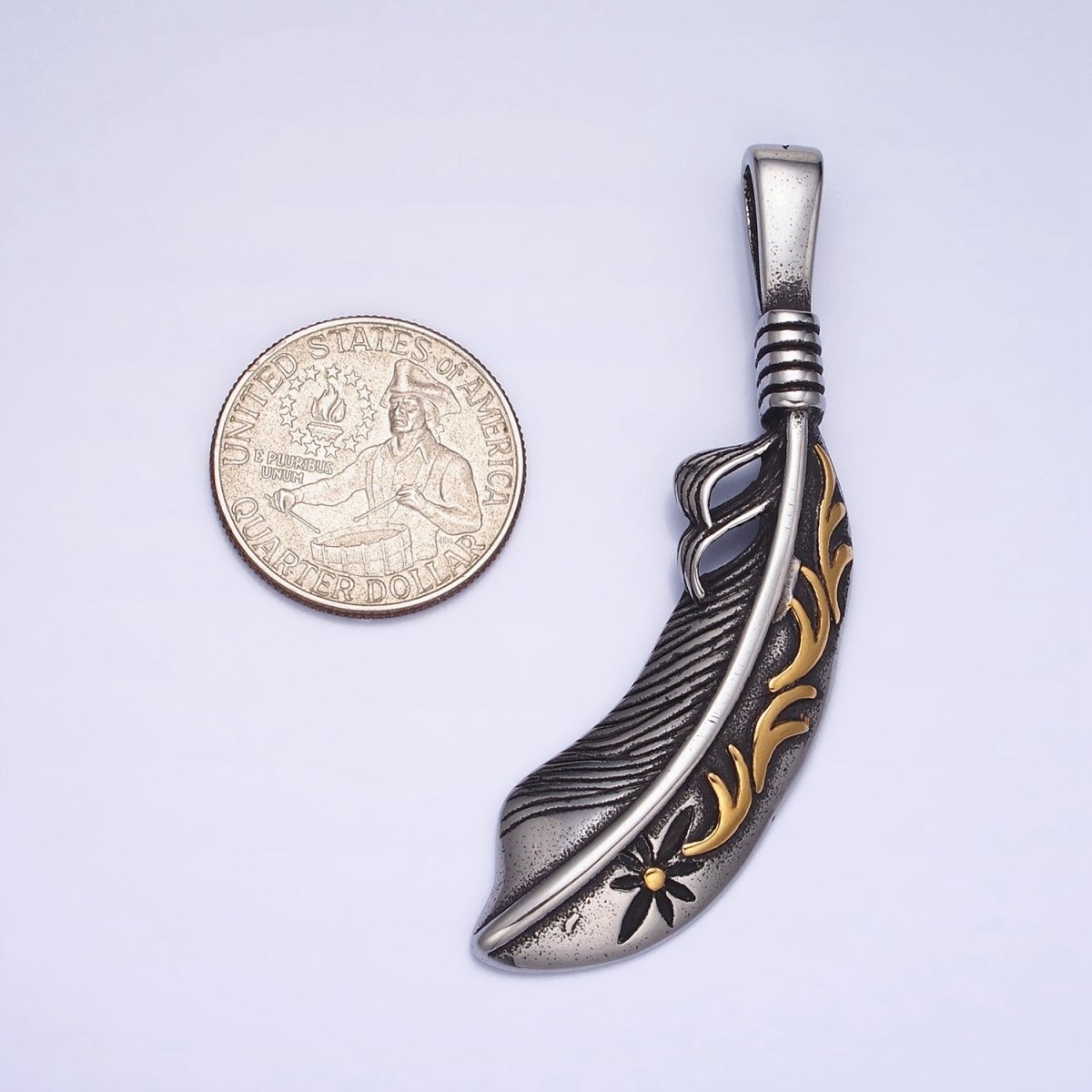 Stainless Steel Nature Flower Leaf Nature Mixed Metal Pendant J-809