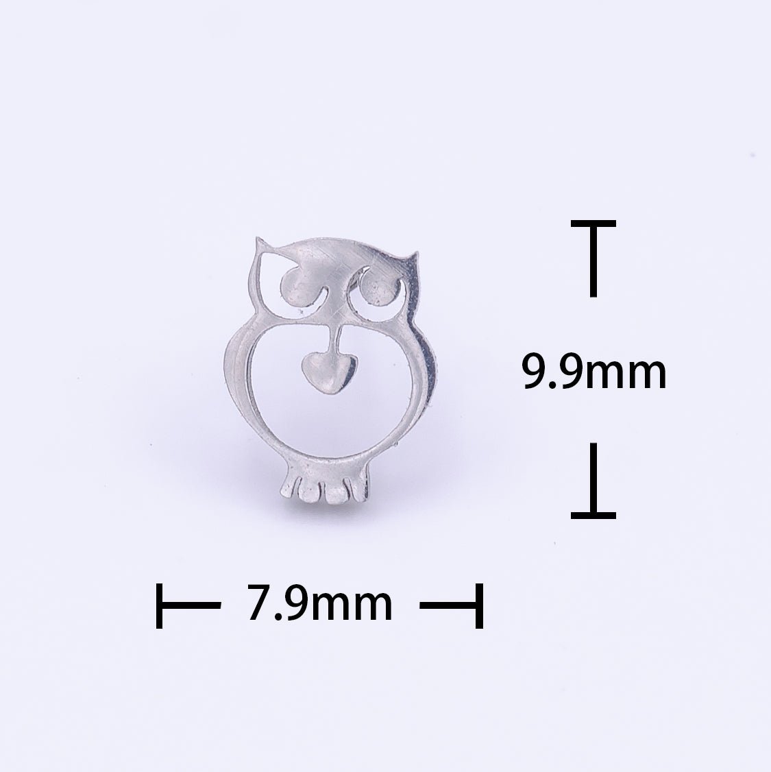 Stainless Steel Night Owl Minimalist Silver Studs Earrings | AD-246