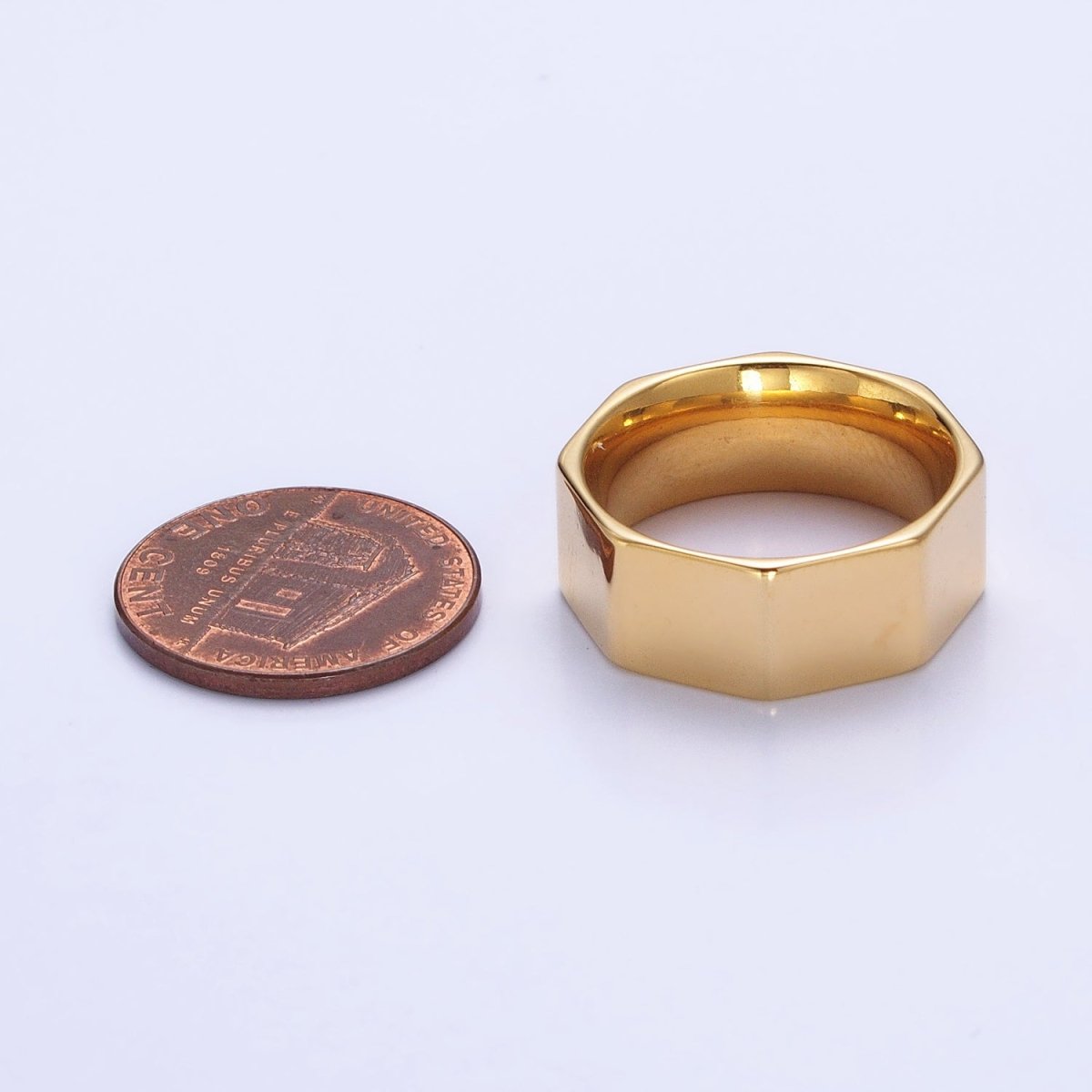 Stainless Steel Octagonal Minimalist Band Ring in Gold & Silver | O-1735~O-1740