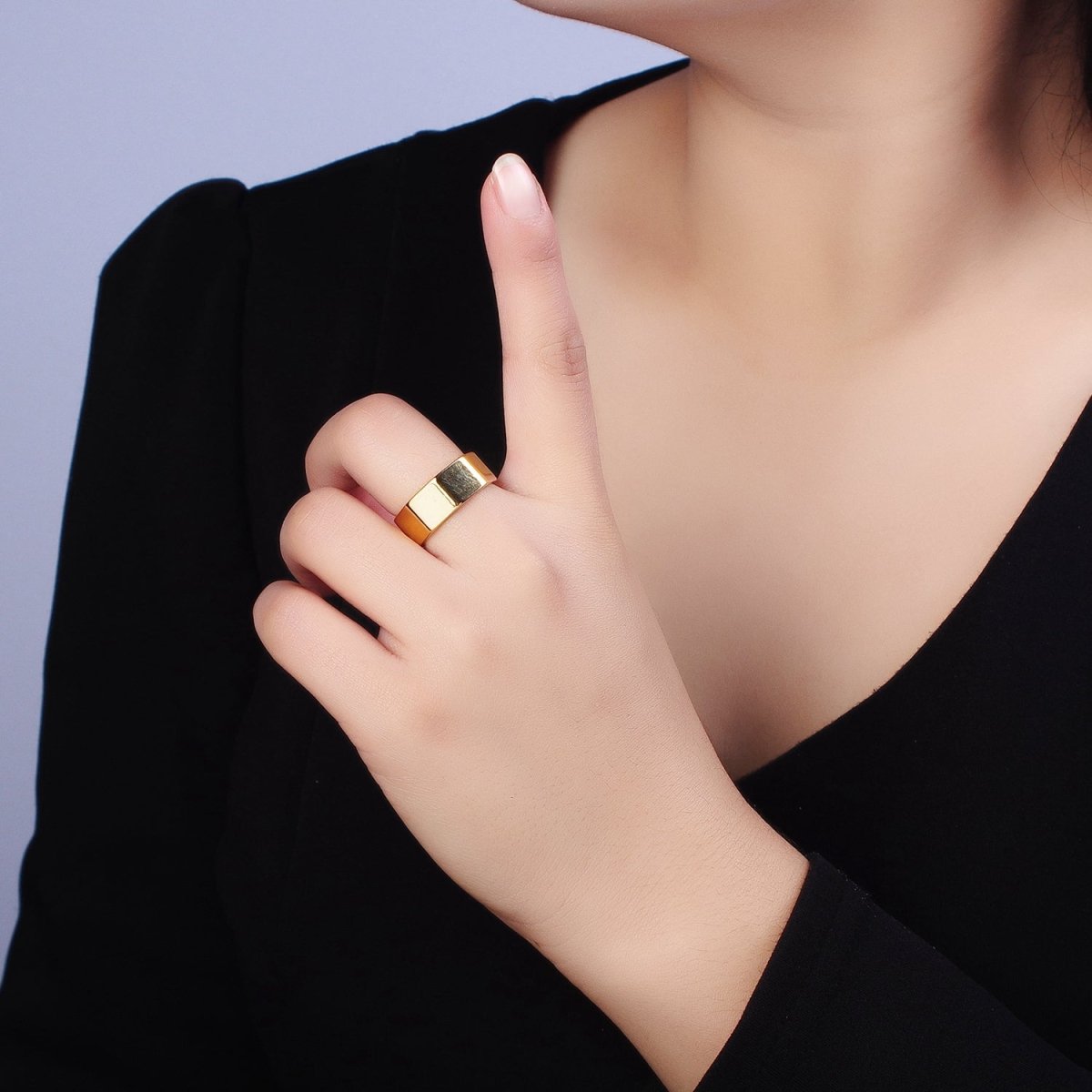 Stainless Steel Octagonal Minimalist Band Ring in Gold & Silver | O-1735~O-1740