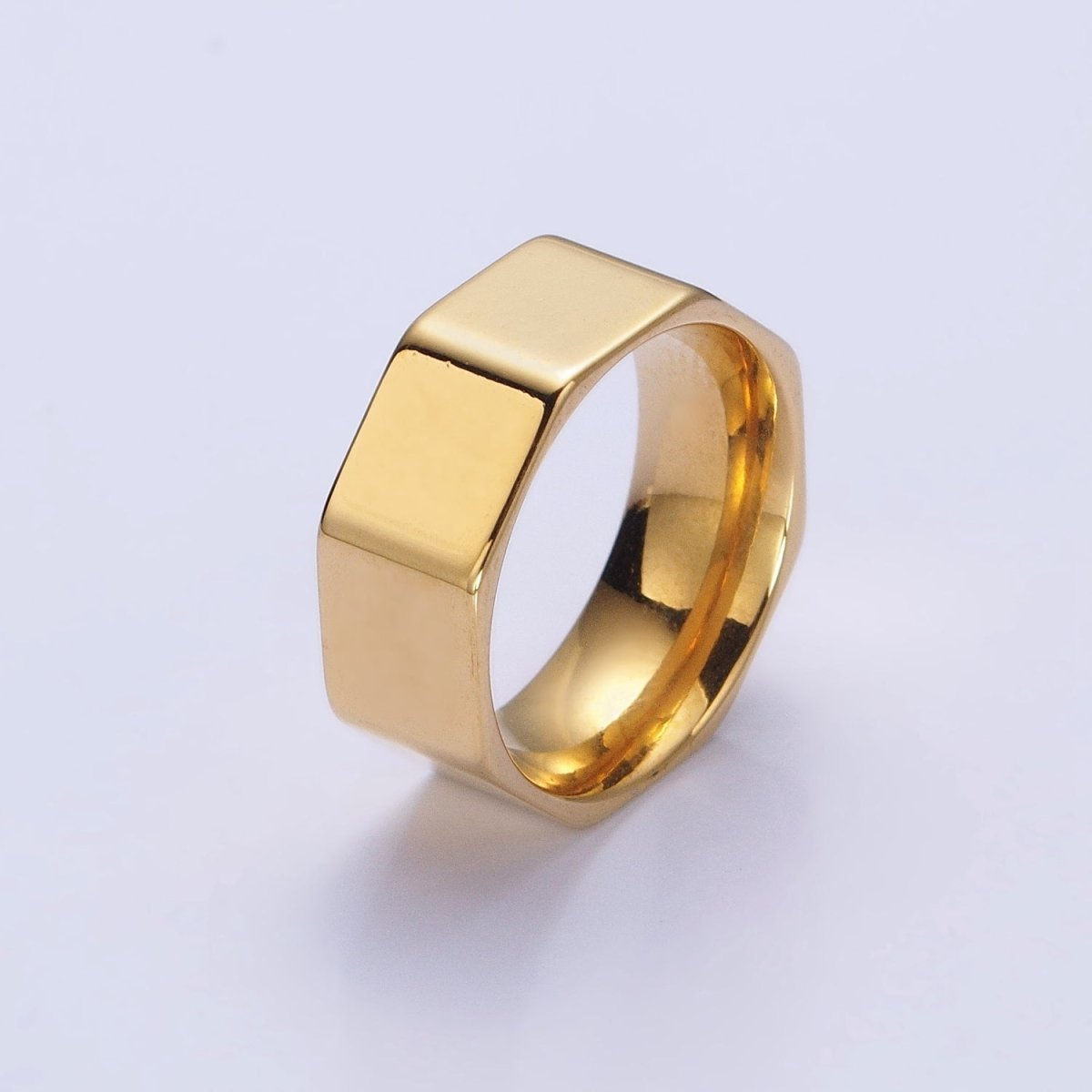 Stainless Steel Octagonal Minimalist Band Ring in Gold & Silver | O-1735~O-1740