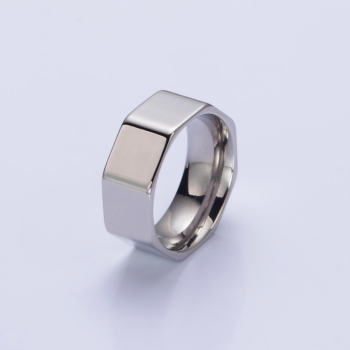 Stainless Steel Octagonal Minimalist Band Ring in Gold & Silver | O-1735~O-1740