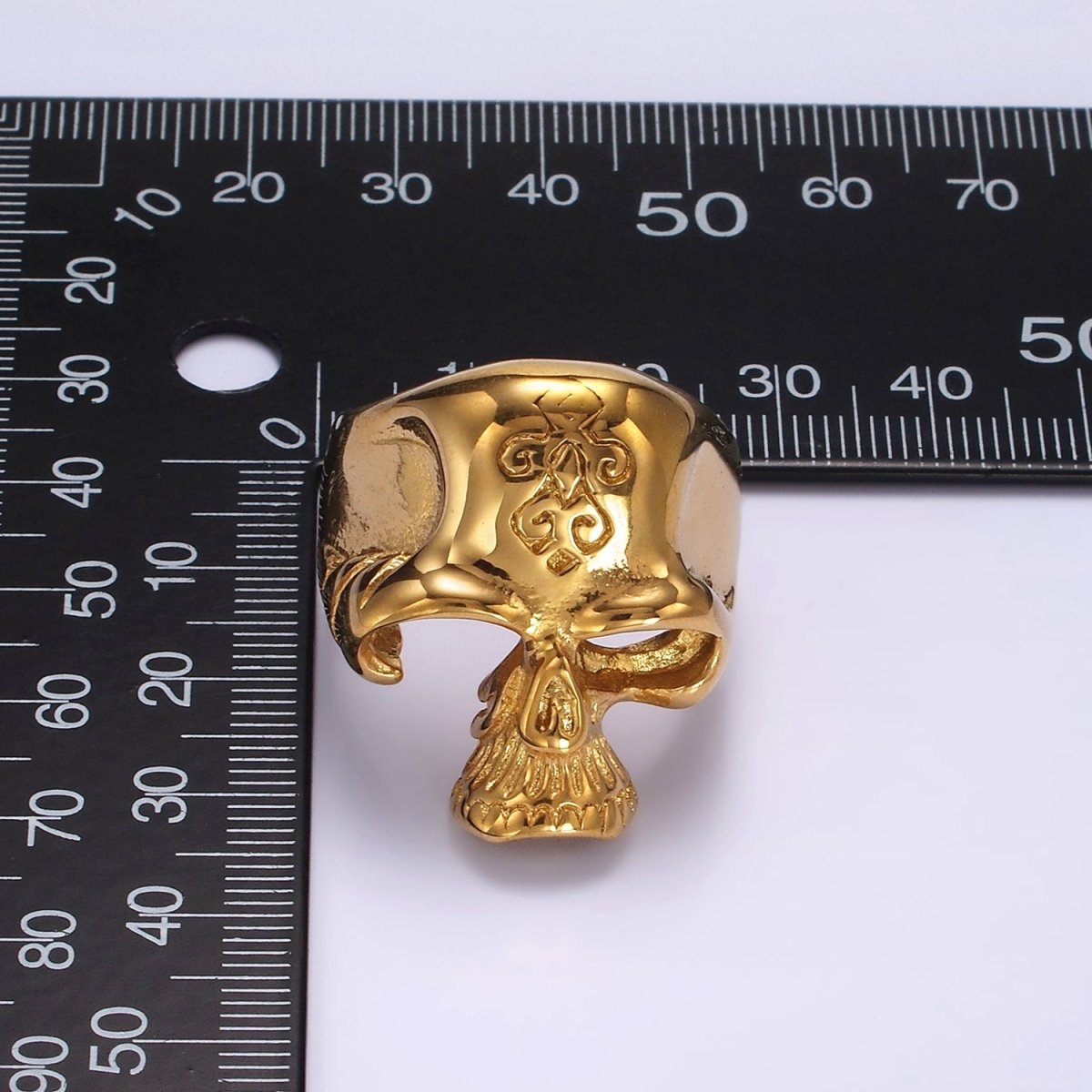 Stainless Steel Open Human Skeleton Skull Signet Statement Ring in Gold & Silver | O1101 - O1108