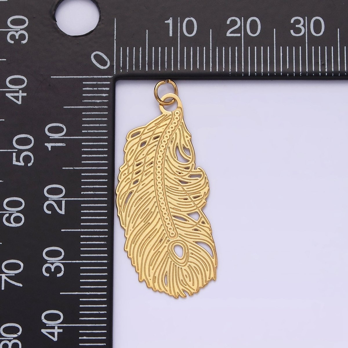 Stainless Steel Open Lined Long Leaf Nature Charm  P-624
