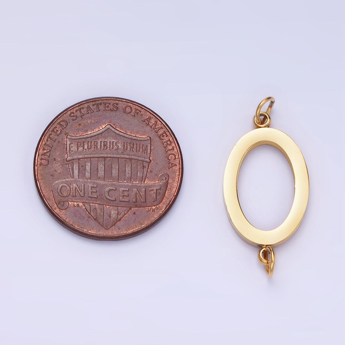 Stainless Steel Open Oval "0" Minimalist Bezel Connector | G359
