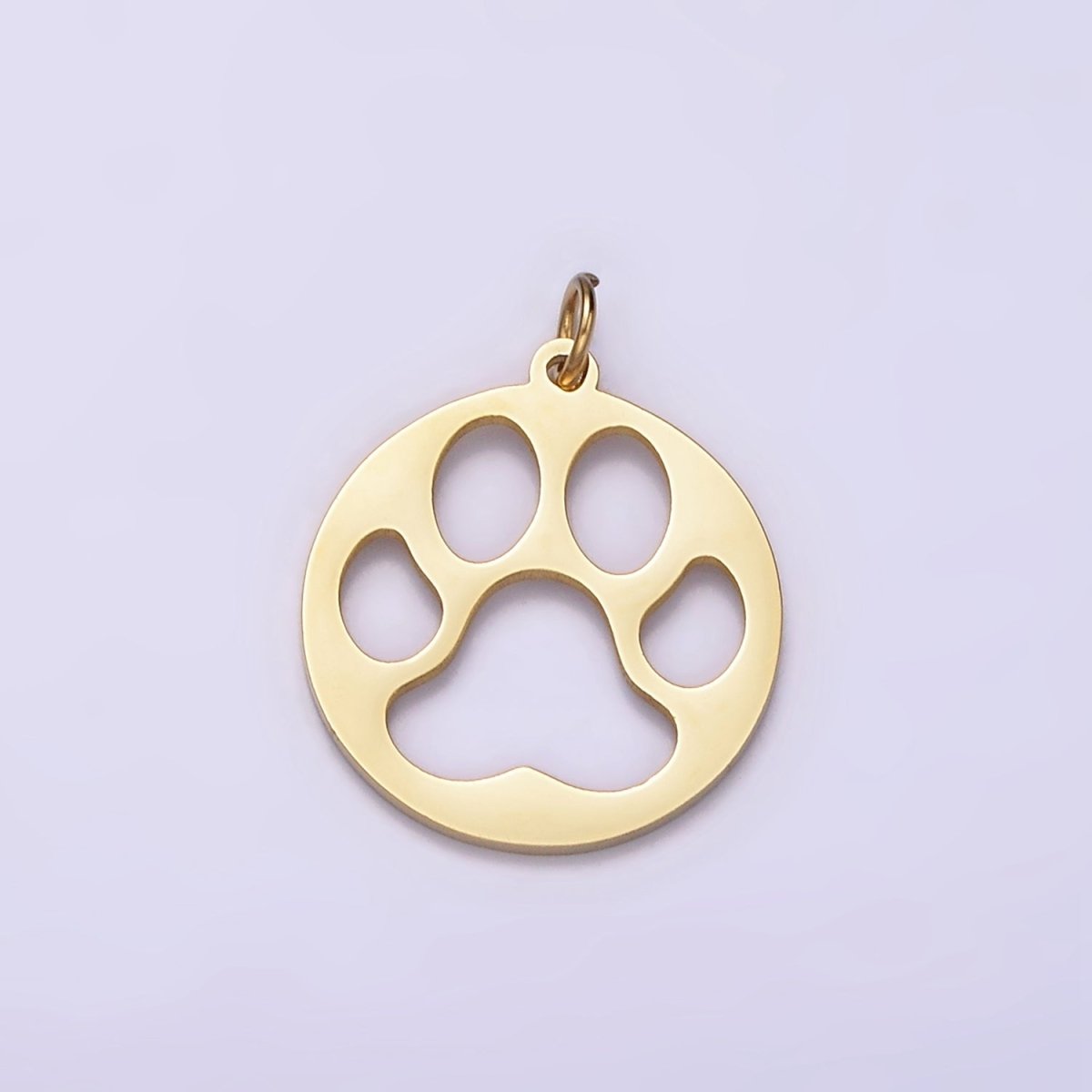 Stainless Steel Pawprint Animal Open Round Charm | P1237