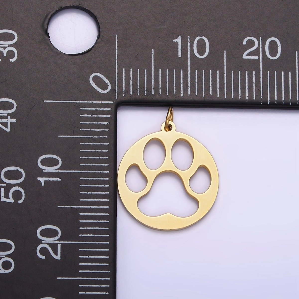 Stainless Steel Pawprint Animal Open Round Charm | P1237
