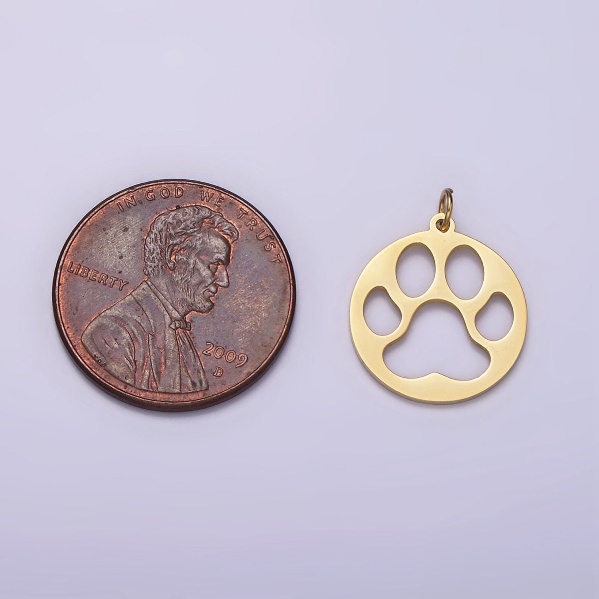Stainless Steel Pawprint Animal Open Round Charm | P1237