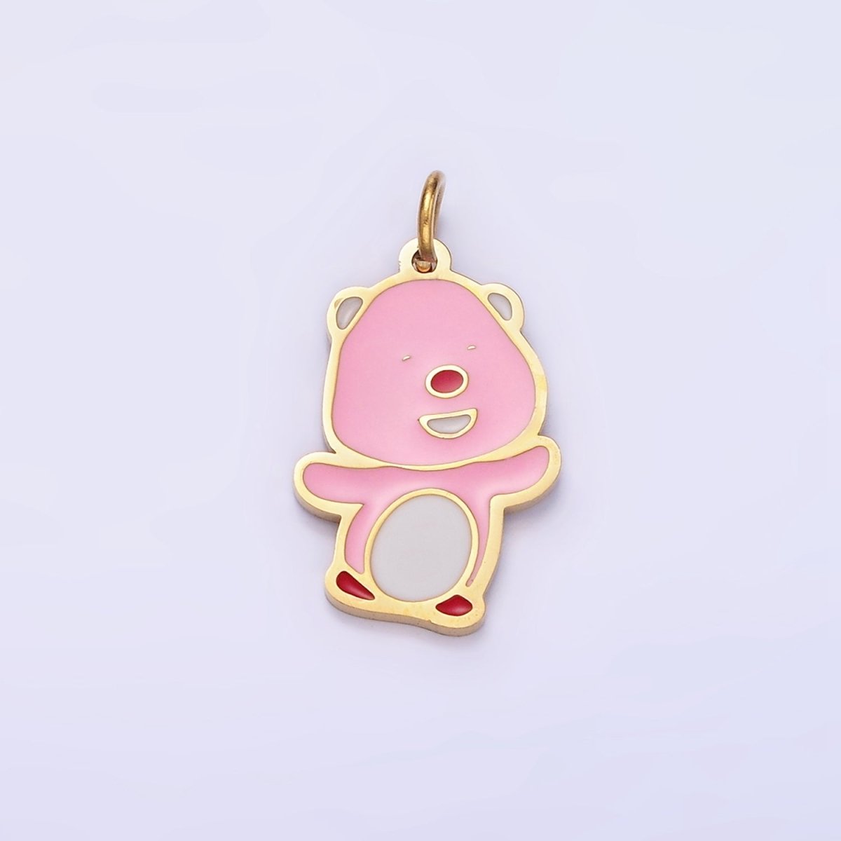 Stainless Steel Pink Enamel Laughing Beaver Otter Charm | P991