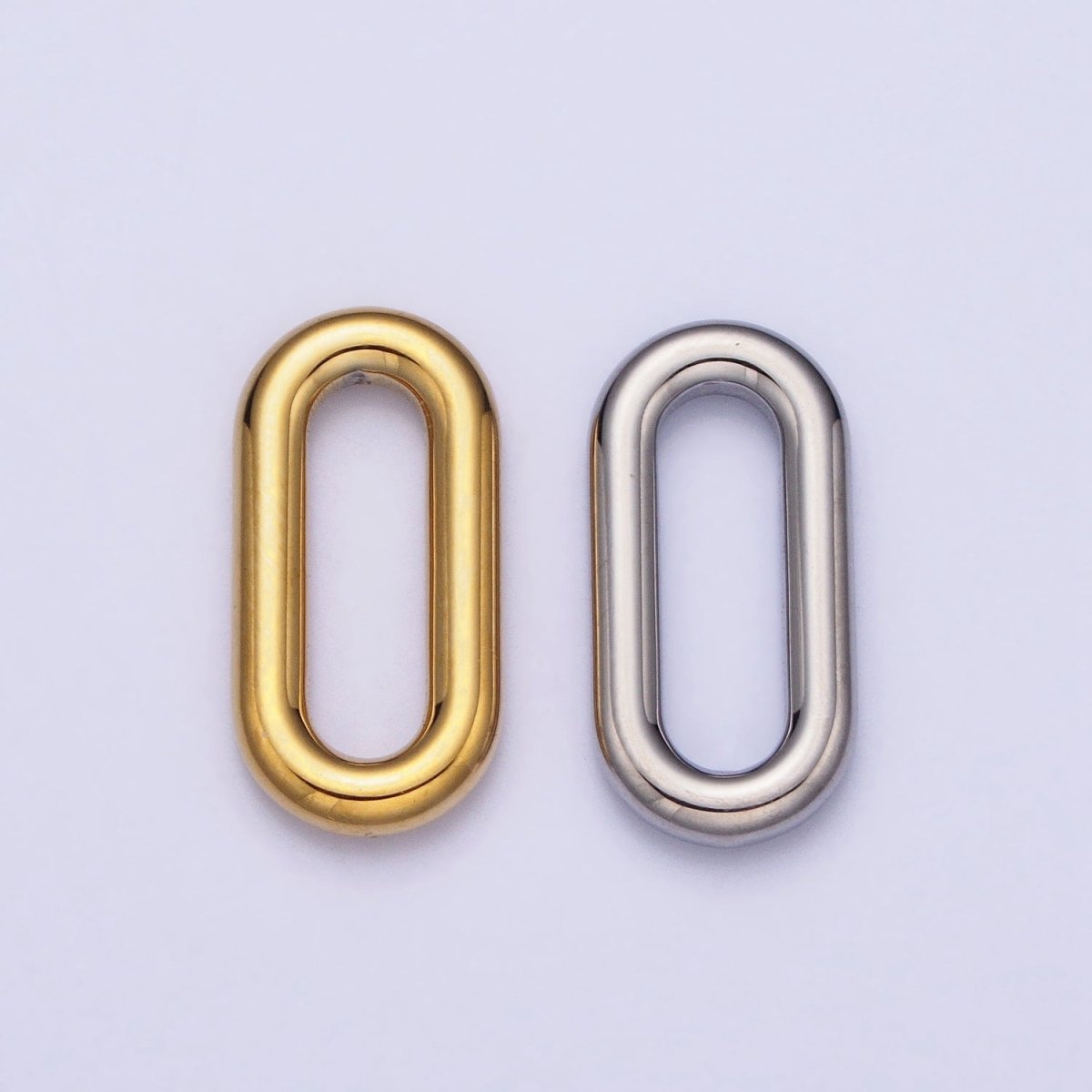 Stainless Steel Rectangular Oblong Paperclip Link Charm in Gold & Silver | P-903