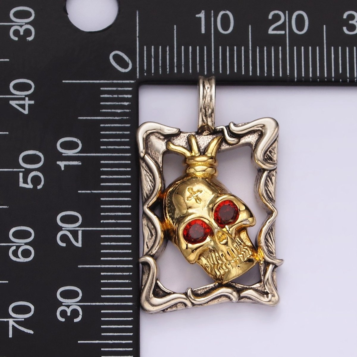 14K Gold Filled Skeleton Skull Open Rectangular Bezel | P861