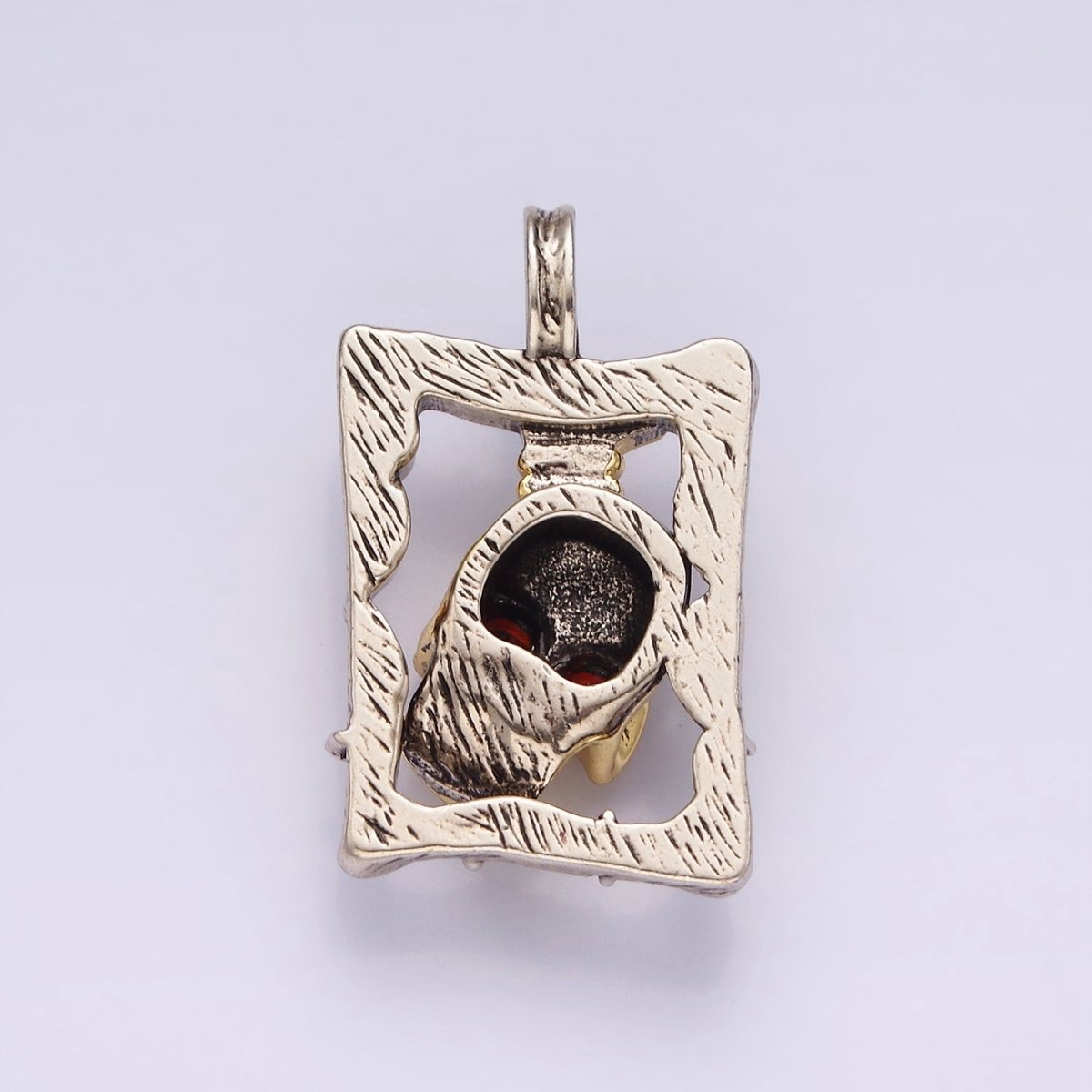 14K Gold Filled Skeleton Skull Open Rectangular Bezel | P861