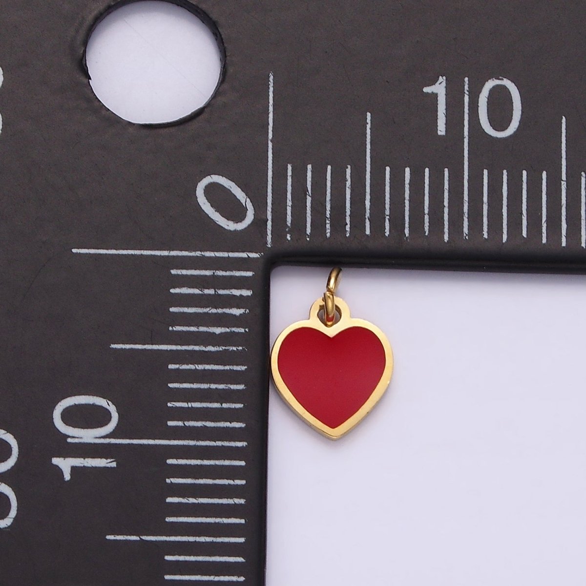 Stainless Steel Red Enamel Bezel Heart Add-On Charm | P1284