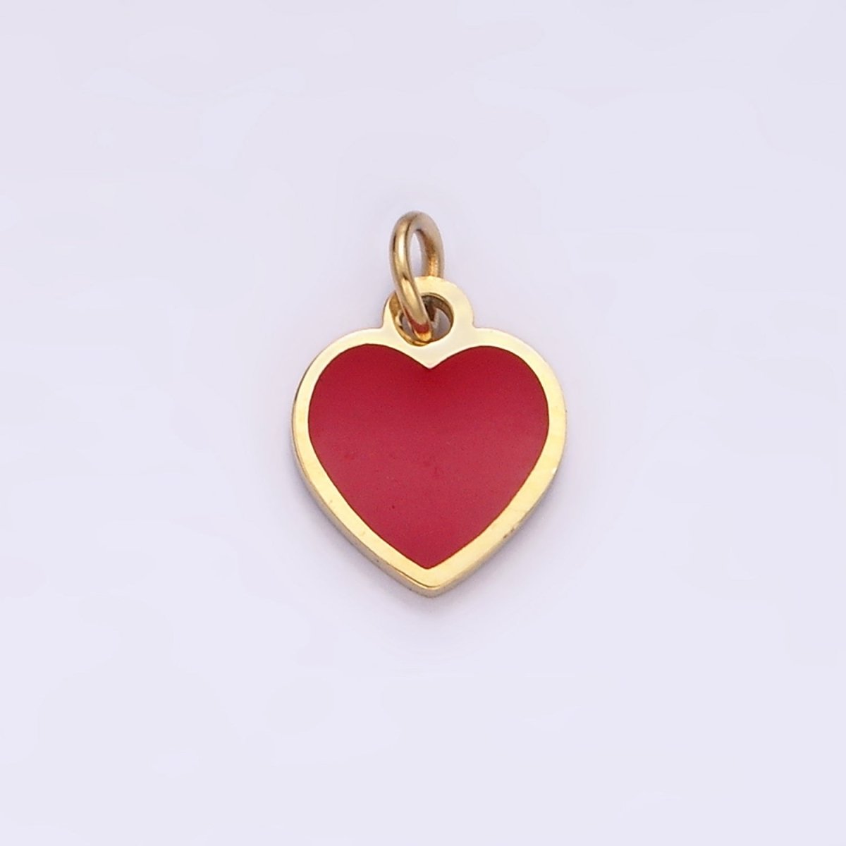 Stainless Steel Red Enamel Bezel Heart Add-On Charm | P1284