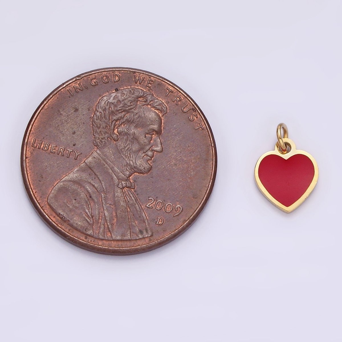 Stainless Steel Red Enamel Bezel Heart Add-On Charm | P1284