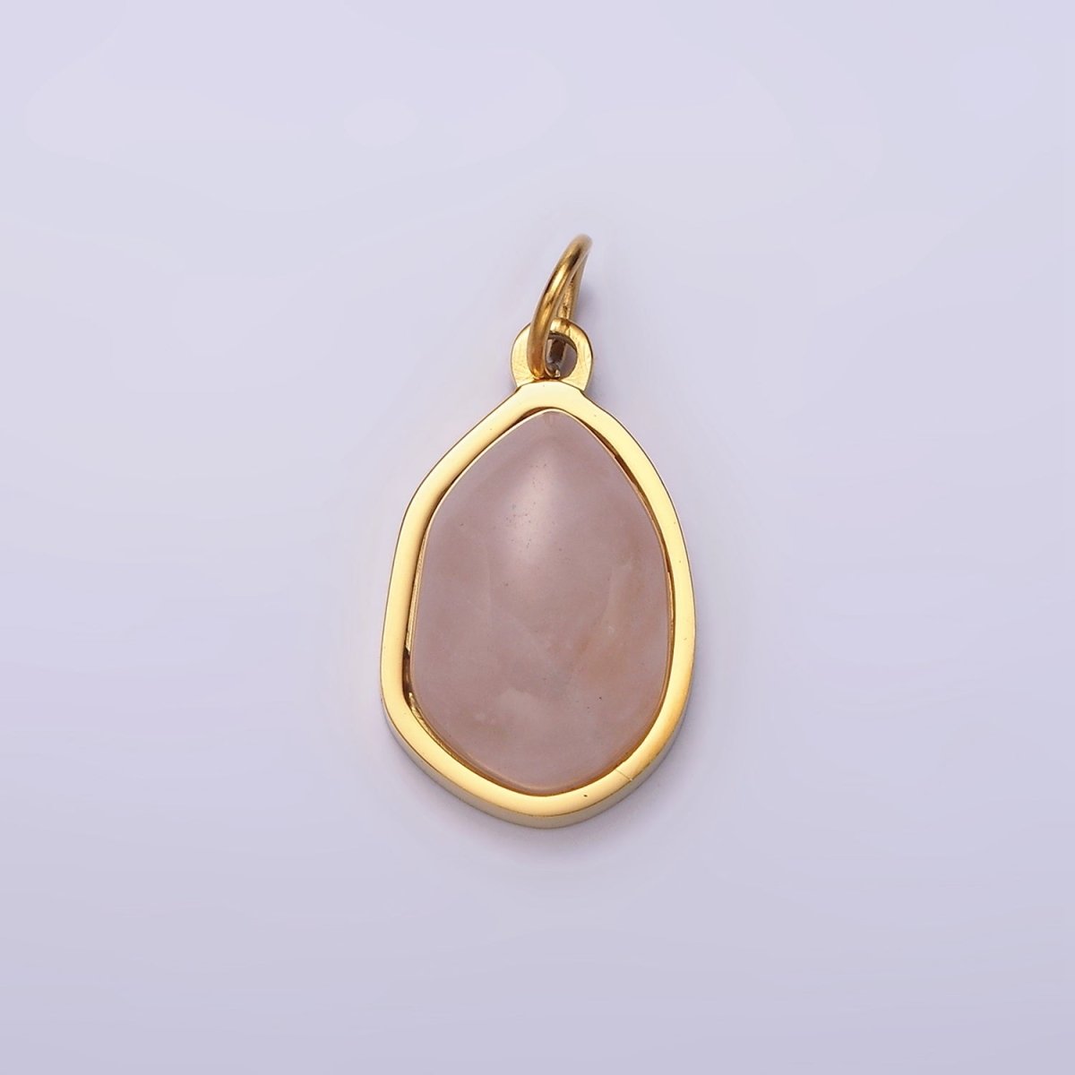 Stainless Steel Rose Quartz, Aventurine, Amethyst Abstract Teardrop Charm | P-638 ~P-640