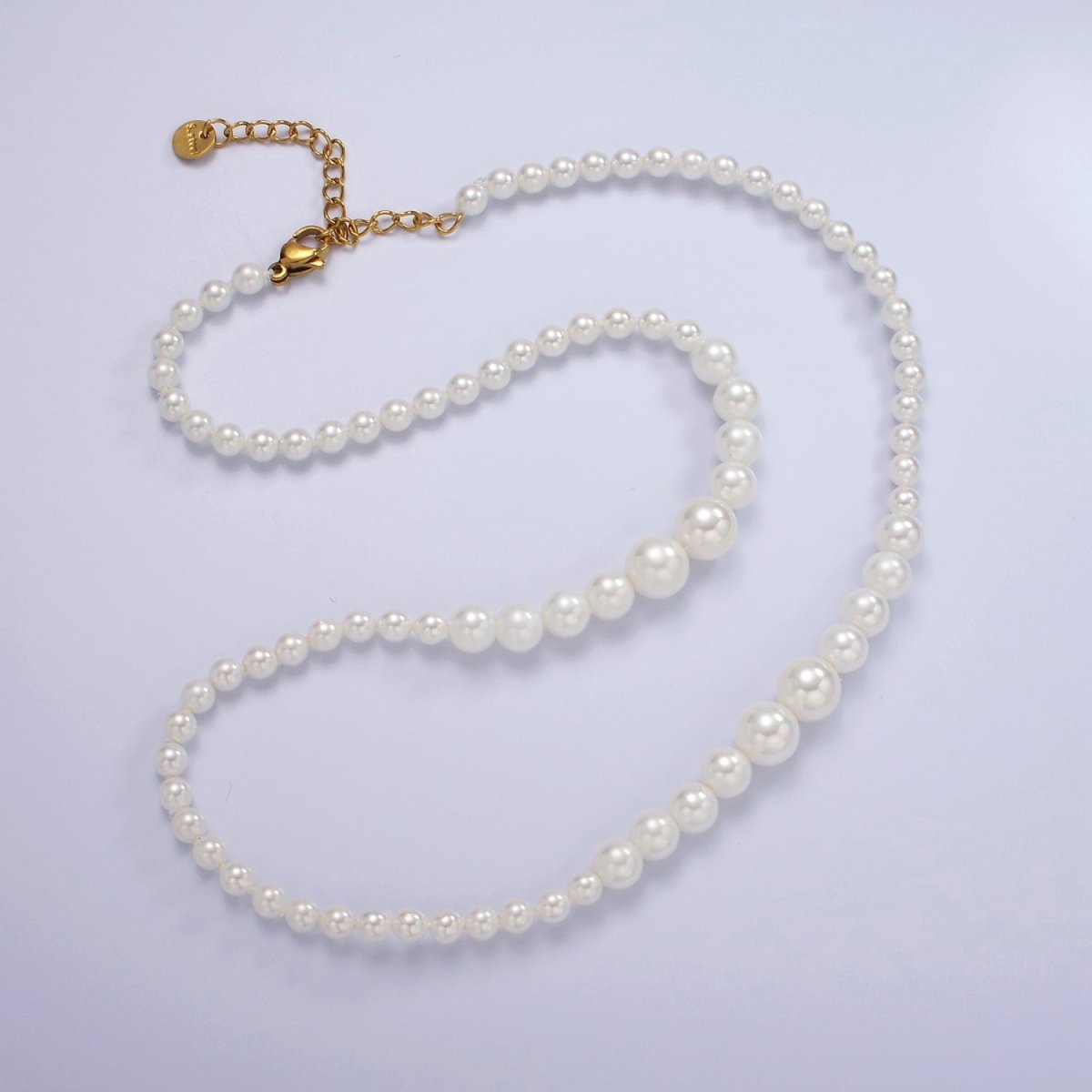 Stainless Steel Round Bubble Shell Pearl 18 Inch Layering Necklace w. Extender | WA-2319 Clearance Pricing