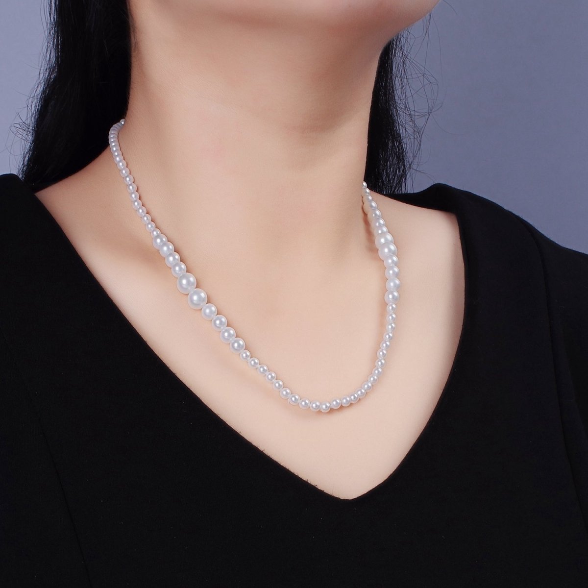 Stainless Steel Round Bubble Shell Pearl 18 Inch Layering Necklace w. Extender | WA-2319 Clearance Pricing