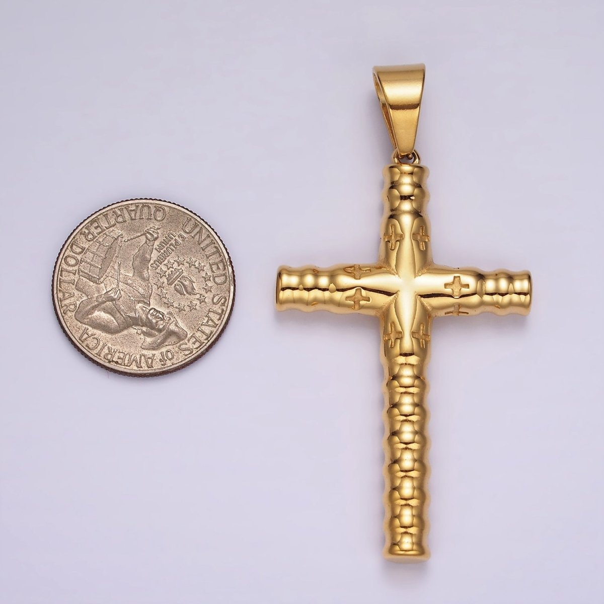 Stainless Steel Rounded Minimalist Latin Cross Pendant Religious Jewelry | P872