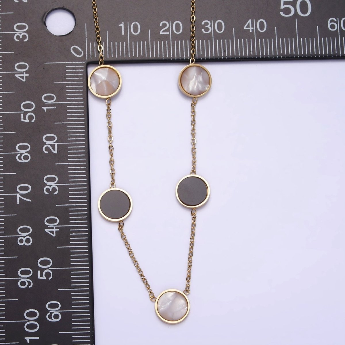 Stainless Steel Shell Pearl Black Round Cable Chain 17 Inch Layering Necklace w. Extender | WA-2032 Clearance Pricing