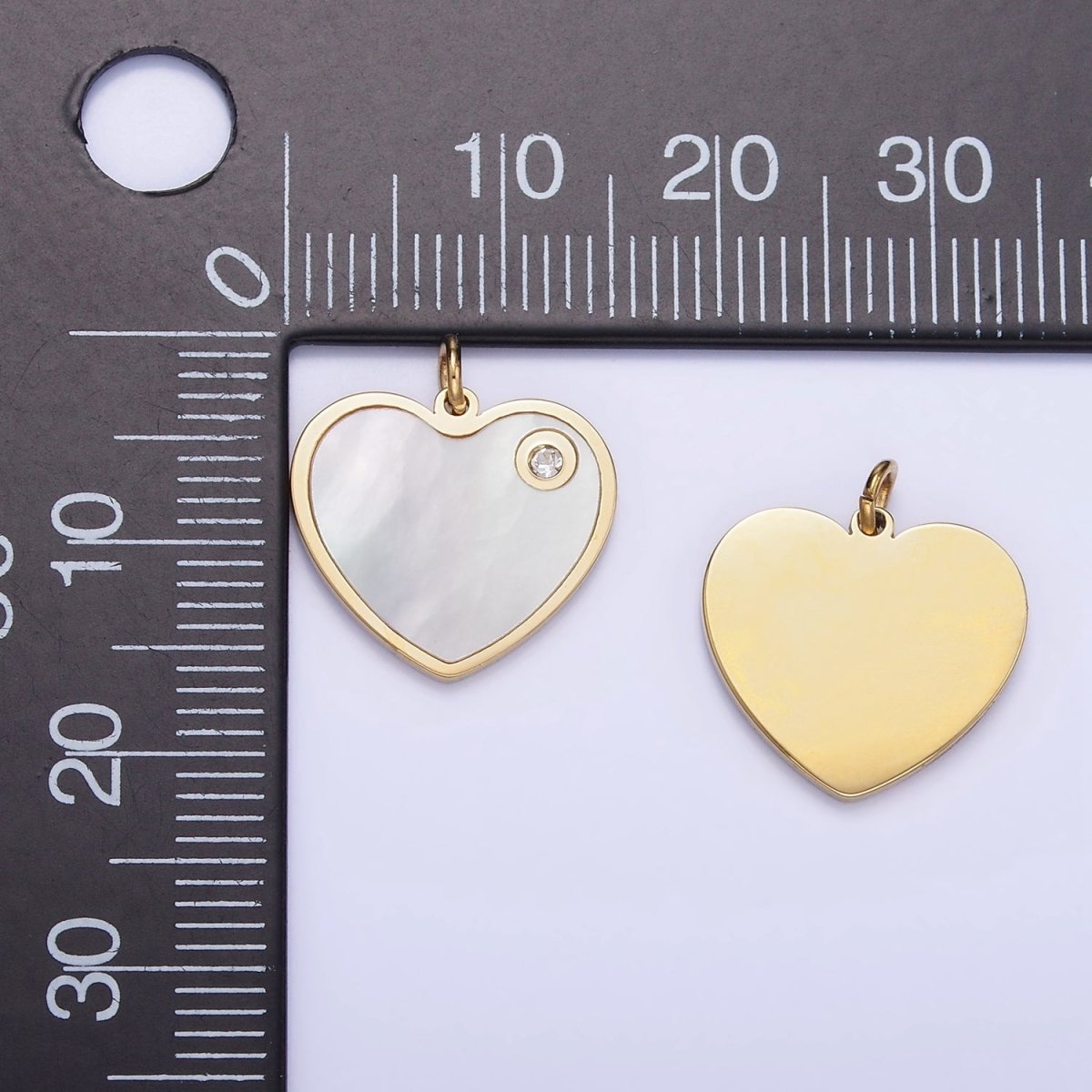 Stainless Steel Shell Pearl CZ Heart Charm | P992