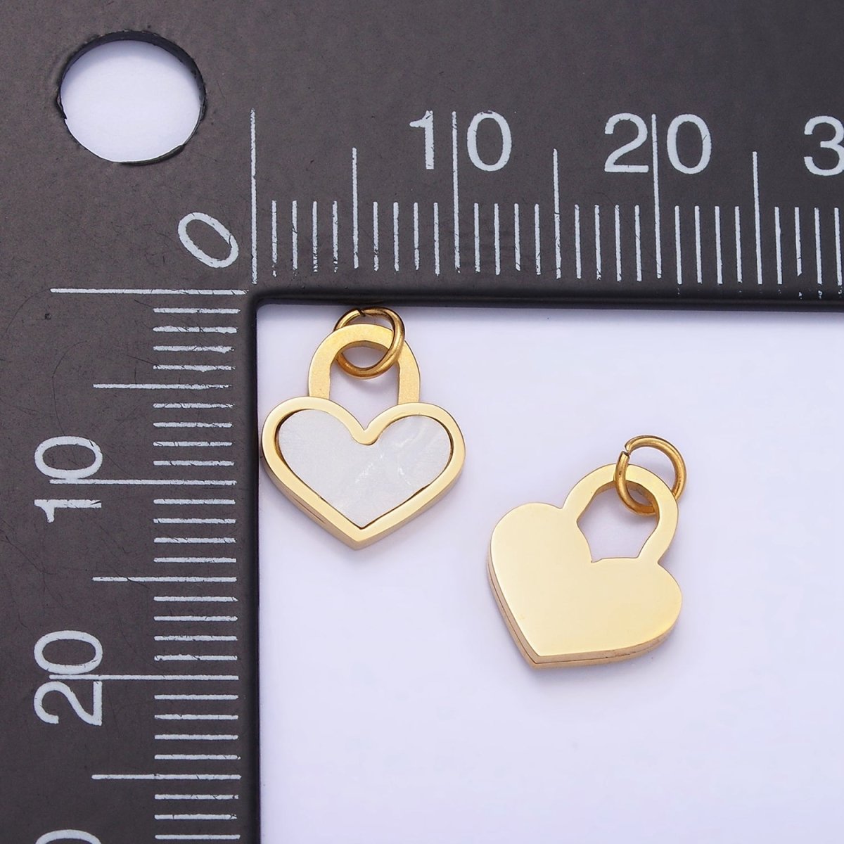 Stainless Steel Shell Pearl Heart Padlock Charm | P979