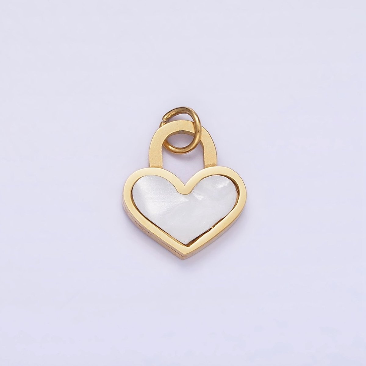 Stainless Steel Shell Pearl Heart Padlock Charm | P979