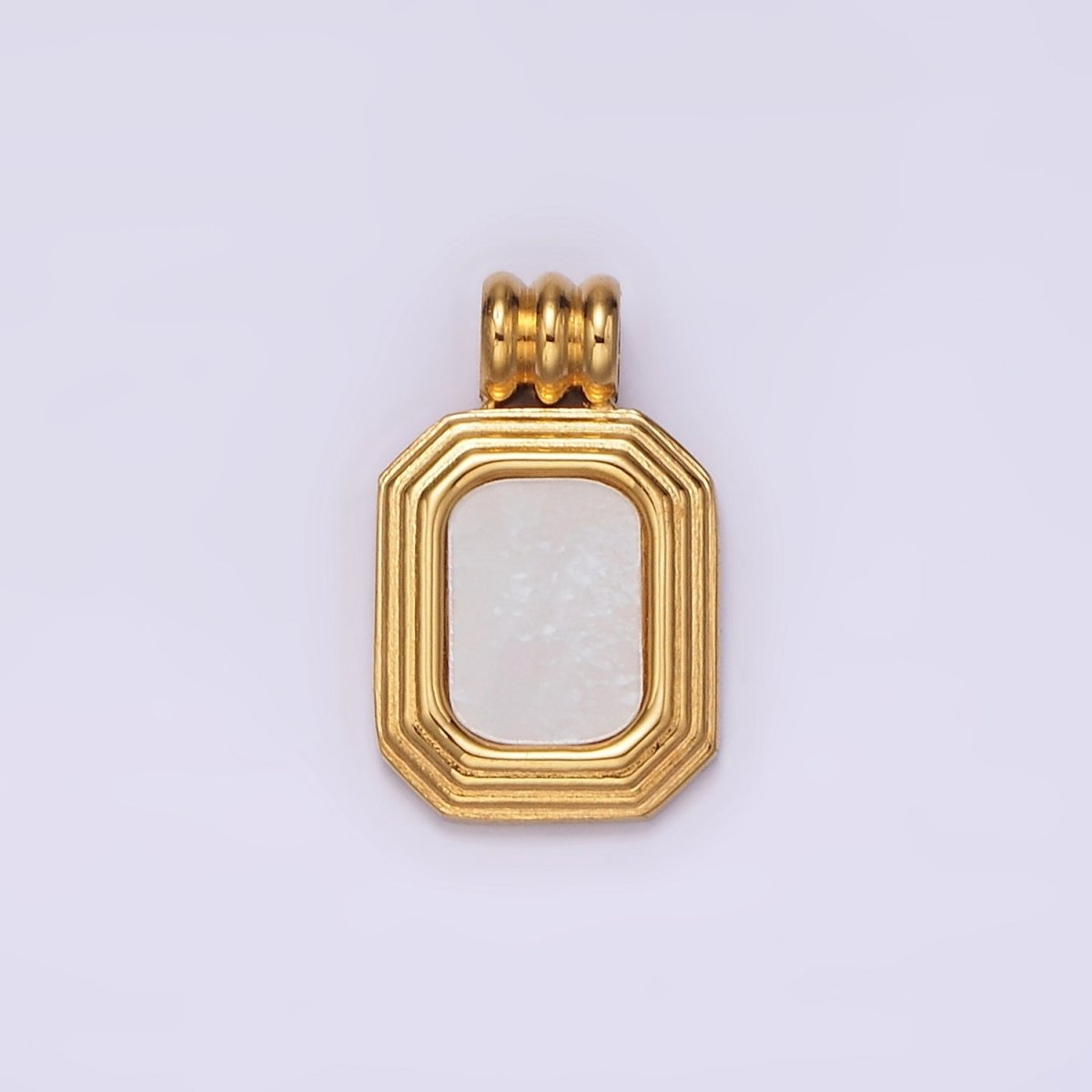 Stainless Steel Shell Pearl Triple Lined Hexagonal Edged Pendant | P1249