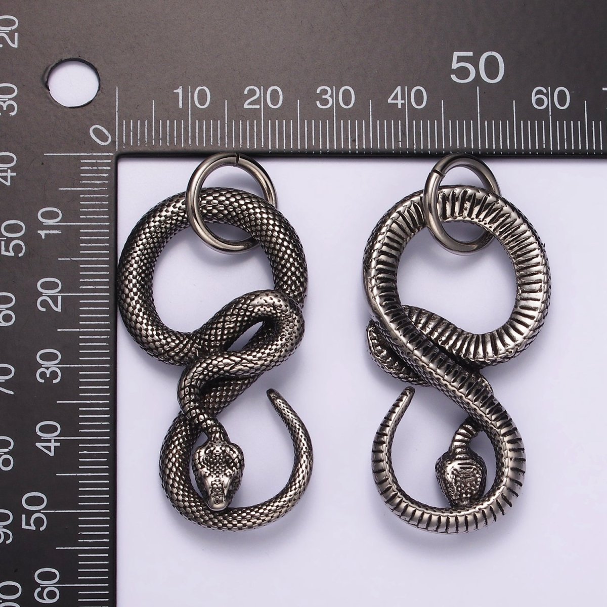 Stainless Steel Slithering Snake Serpent Oxidized Pendant | P1368