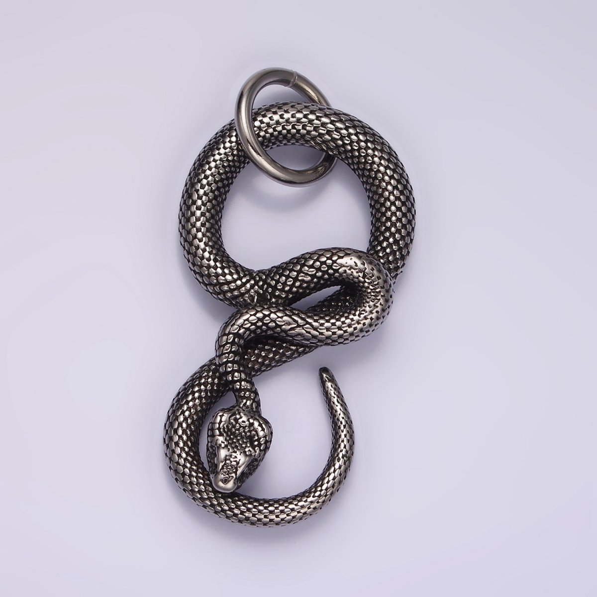 Stainless Steel Slithering Snake Serpent Oxidized Pendant | P1368