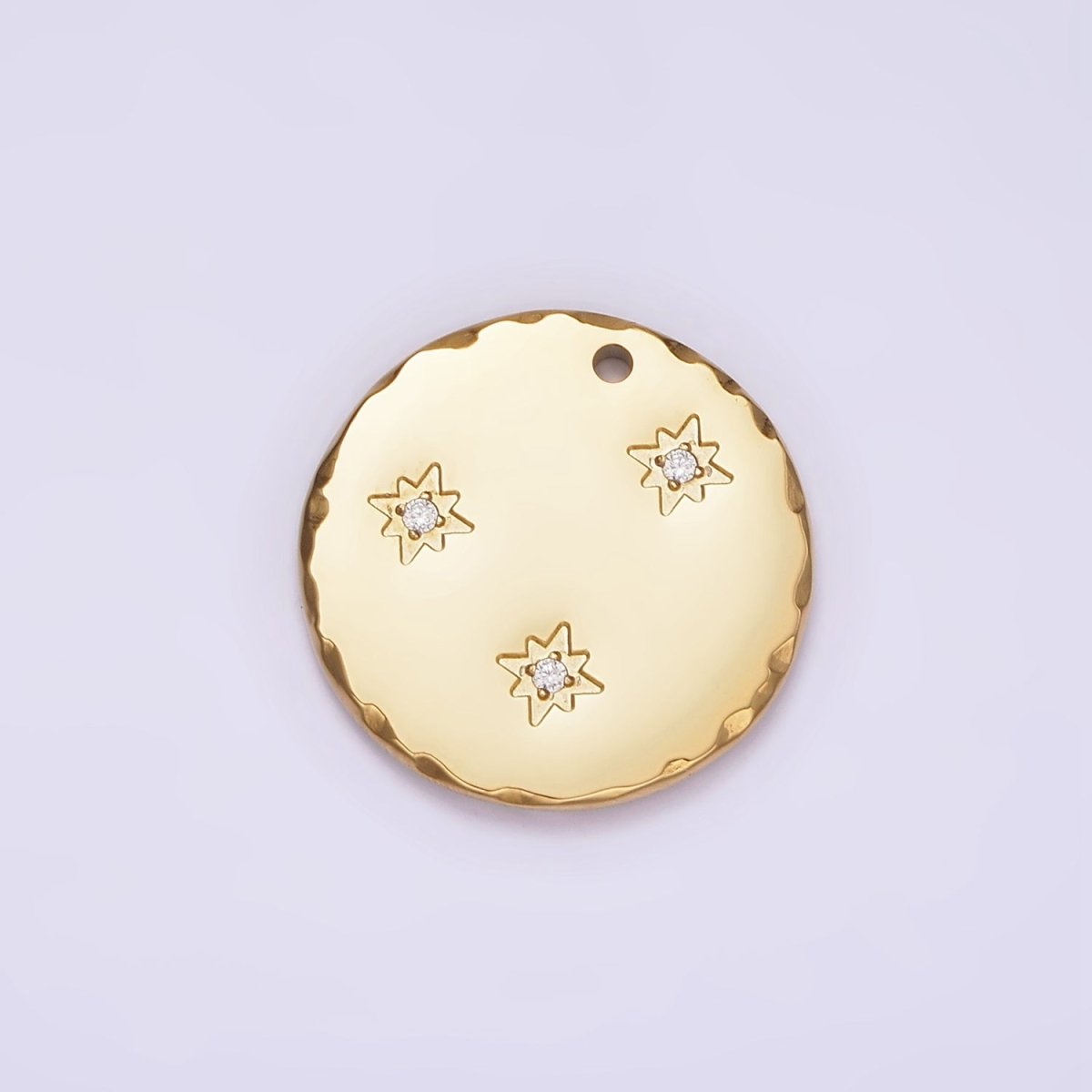 Stainless Steel Triple Celestial Star Coin Round Charm | P1242