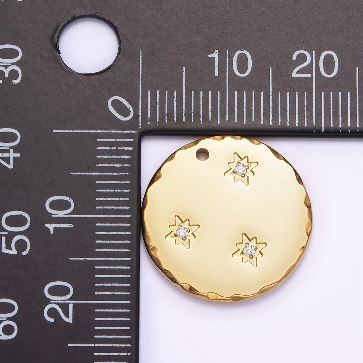 Stainless Steel Triple Celestial Star Coin Round Charm | P1242