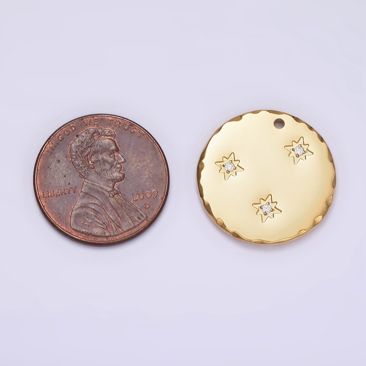 Stainless Steel Triple Celestial Star Coin Round Charm | P1242