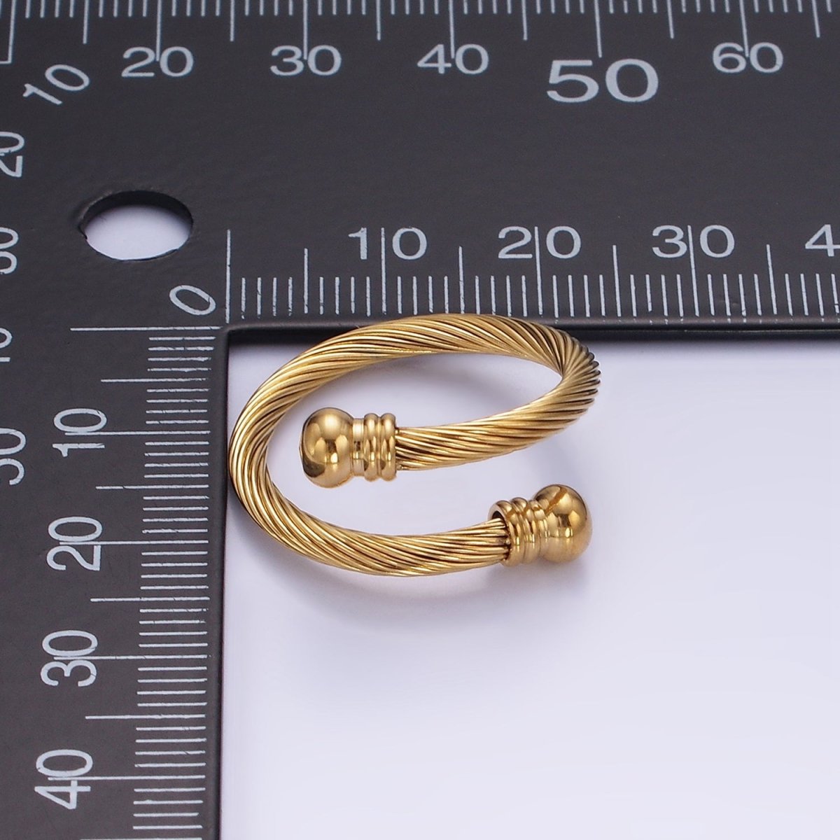 Stainless Steel Twisted Lined Band Minimalist Wrap Ring | O1286