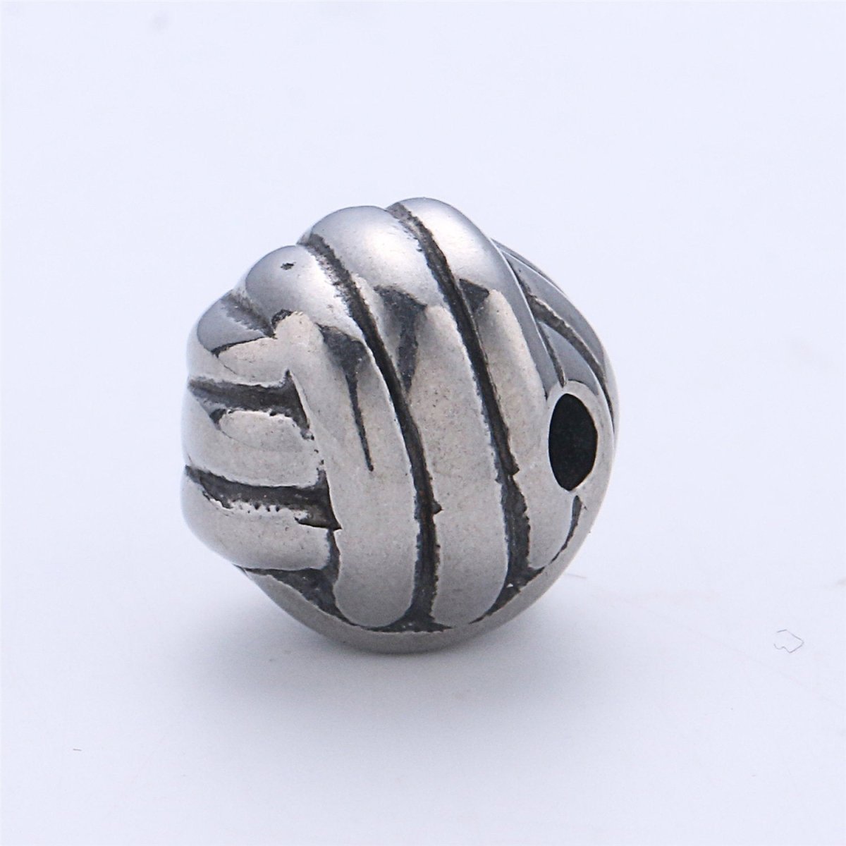 Stainless Steel Volleyball Training Charm Spacer Bead, for DIY Jewelry Making European Charms Beaded Bracelet, Bead Size 10x10mm B-429