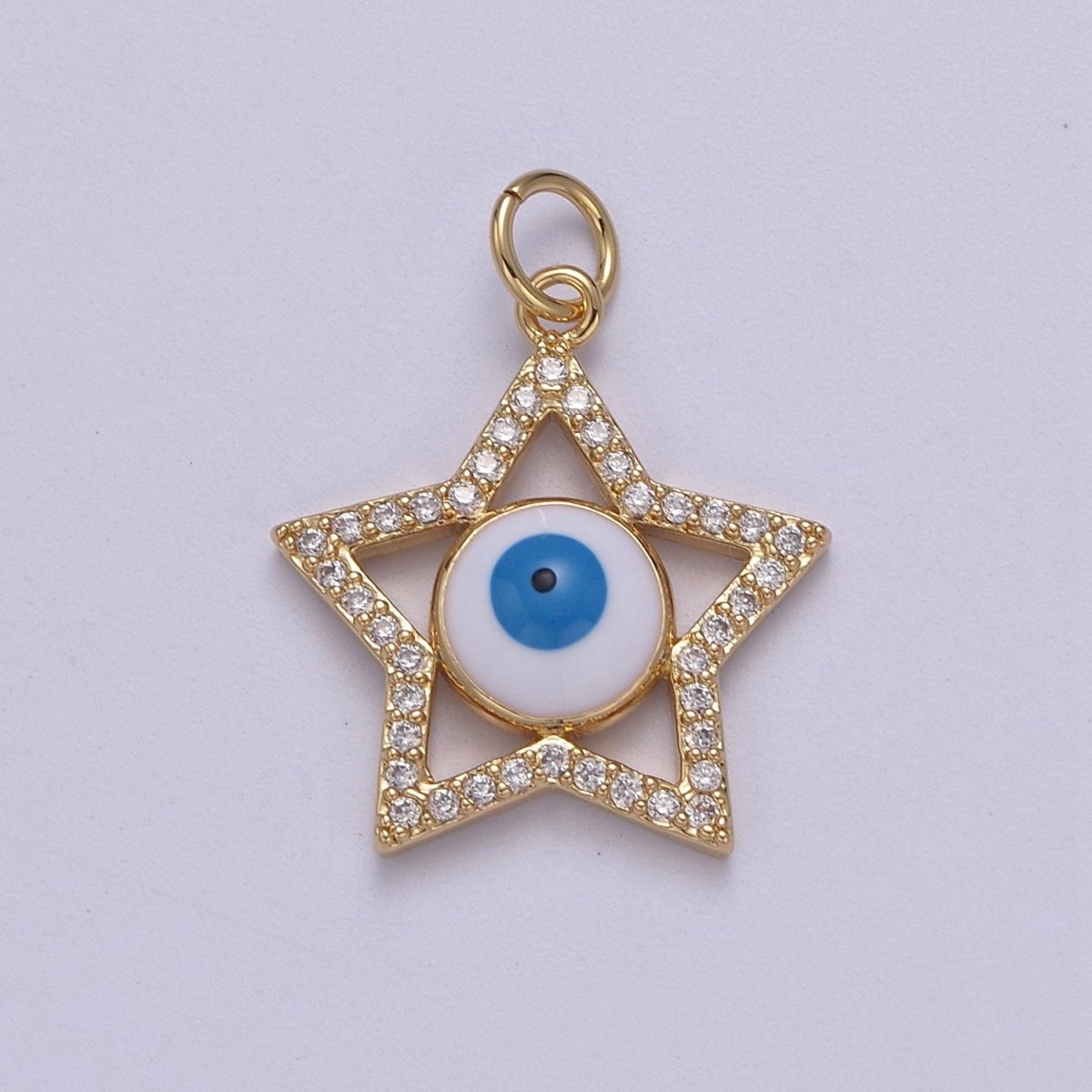Star Cubic Evil Eye Charm, 14K Gold Filled Micro CZ Pave Pendant, 18*23mm, Necklace Earring Bracelet Making, Jewelry Finding D-762