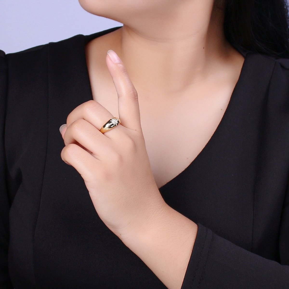 Star Dome Ring, Adjustable Gold Ring, Chunky Ring, Stackable Ring for Statement Jewelry Birthday Gift Idea for Her woman ring S-169