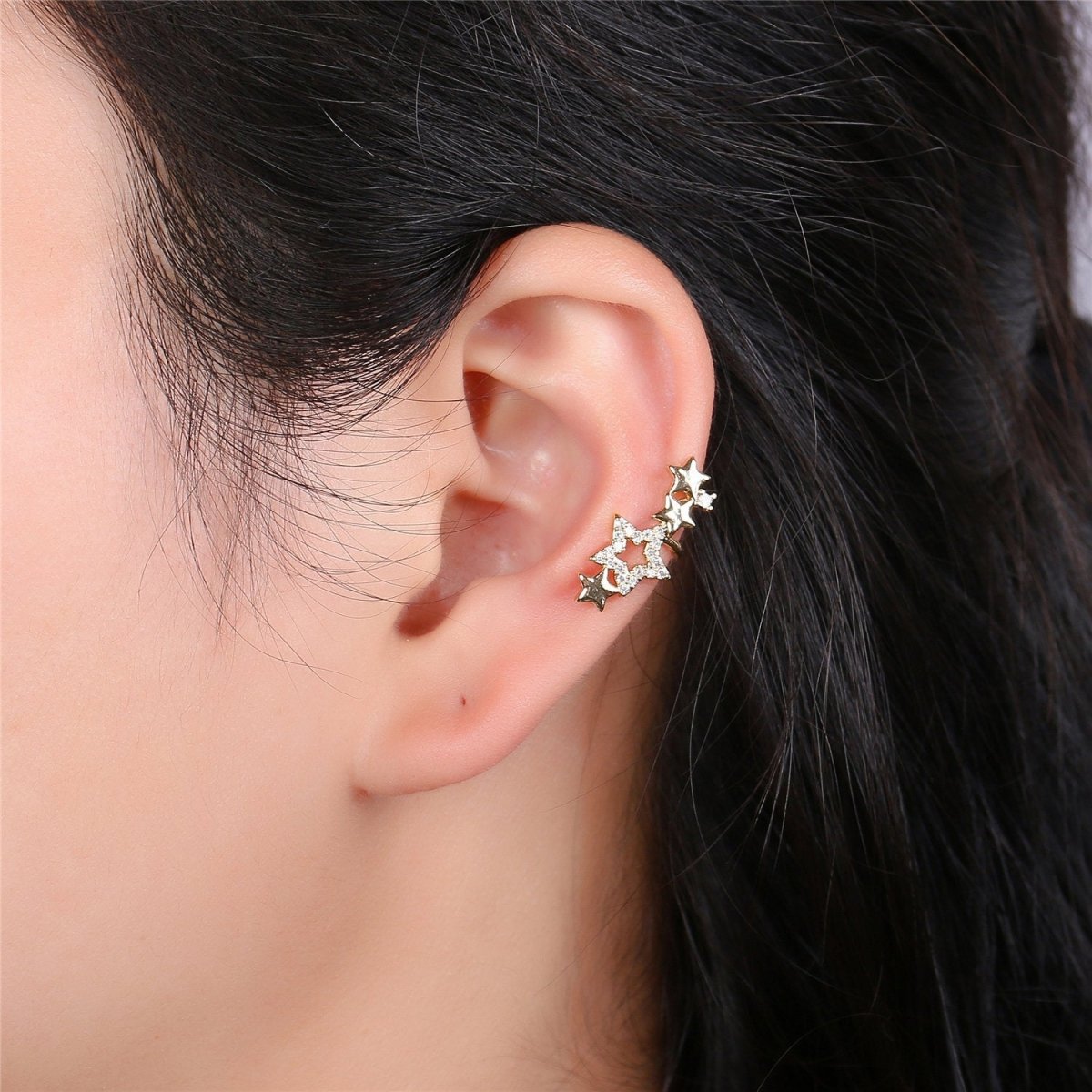 Star Ear Cuff No Piercing • Gold Filled ear cuff • conch cuff • fake helix piercing • Star earring crawler • cartilage cuff K-155