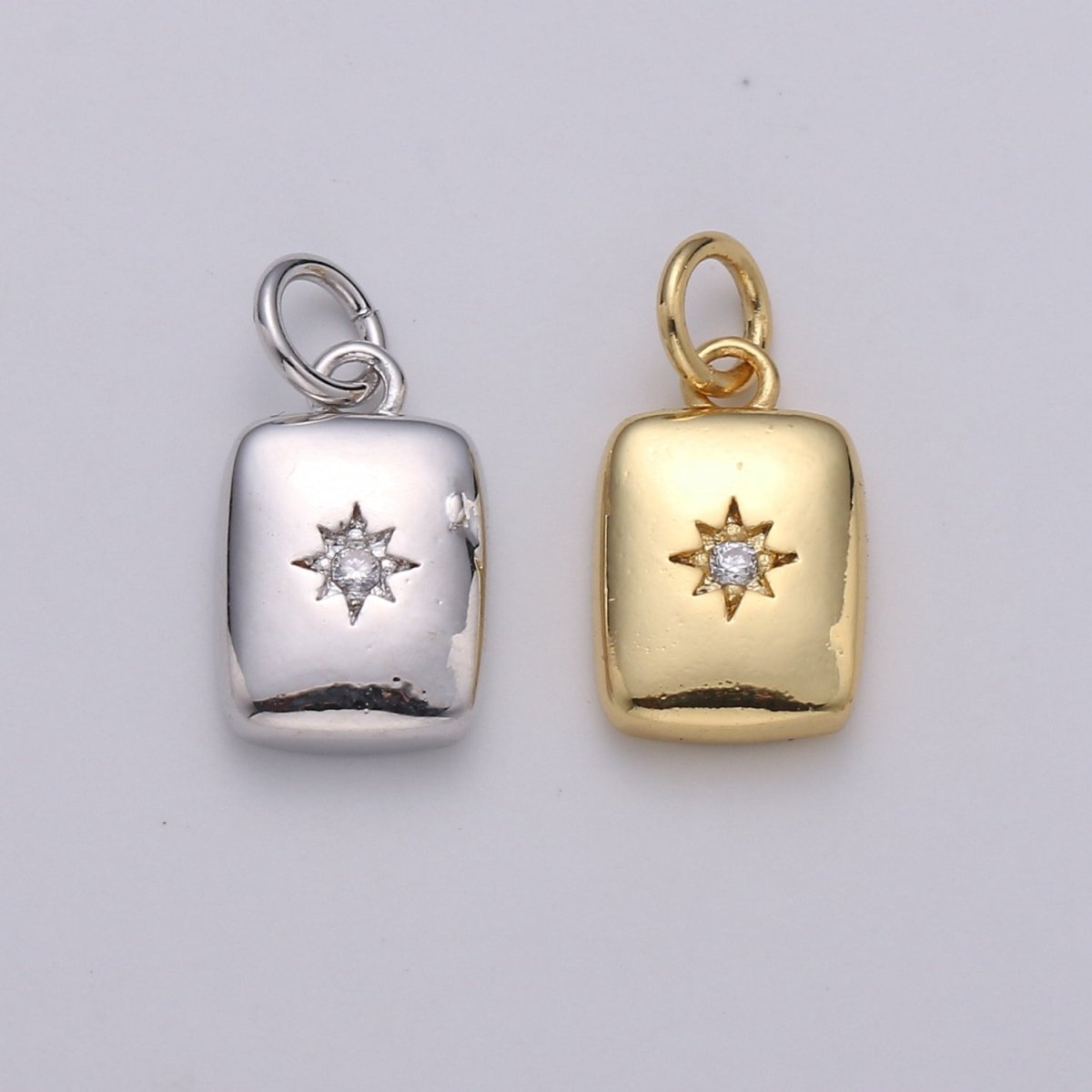 Star Rectangle Gold Filled Charm - D582- D-583