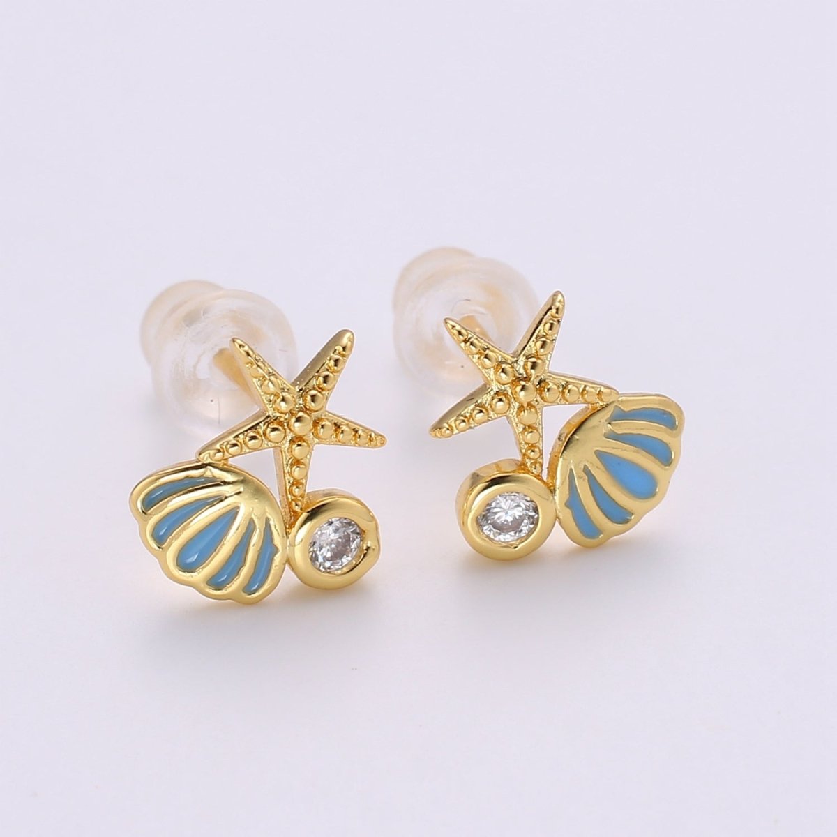 Starfish Ocean Under the Sea Stud Earring with Cz stone Q-378 Q-379
