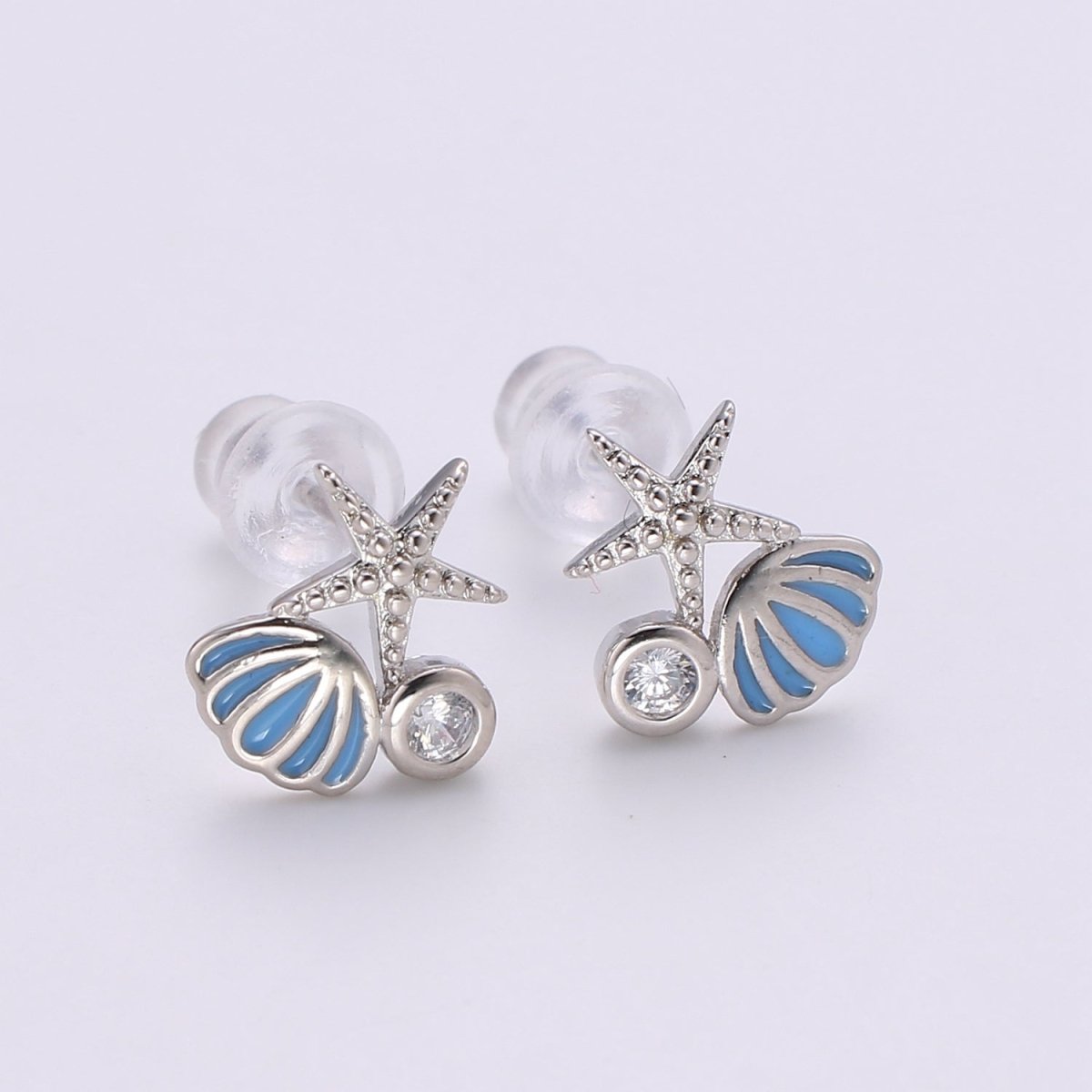 Starfish Ocean Under the Sea Stud Earring with Cz stone Q-378 Q-379