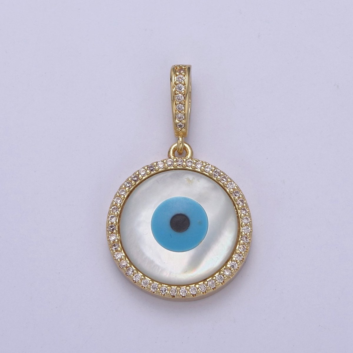 Statement Evil Eye Charm Boho Gold Filled Eye Charms, Evil Eye Medallion Pendant Necklace Good Lucky Amulet Protection Jewelry Supply H-570