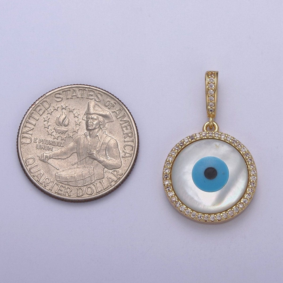 Statement Evil Eye Charm Boho Gold Filled Eye Charms, Evil Eye Medallion Pendant Necklace Good Lucky Amulet Protection Jewelry Supply H-570