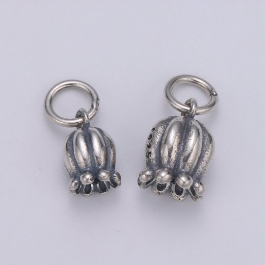 Sterling Silver Bell Shaped Flower charm 925 Silver Flower Charm Silver Enamel Charm Pendant, Mini charm necklace, SL-057 SL-058