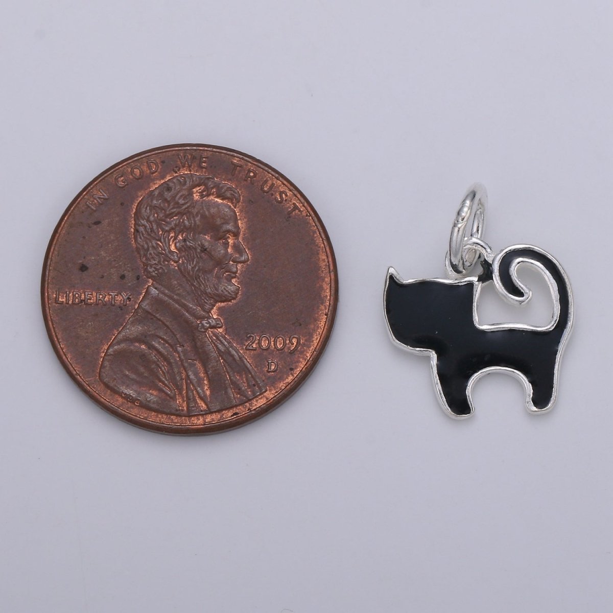 Sterling Silver Cat Charm. Kitten Charm White Cat Enamel Charm 925 Sterling Silver Cat Charm. Cat Lover Gift SL-008