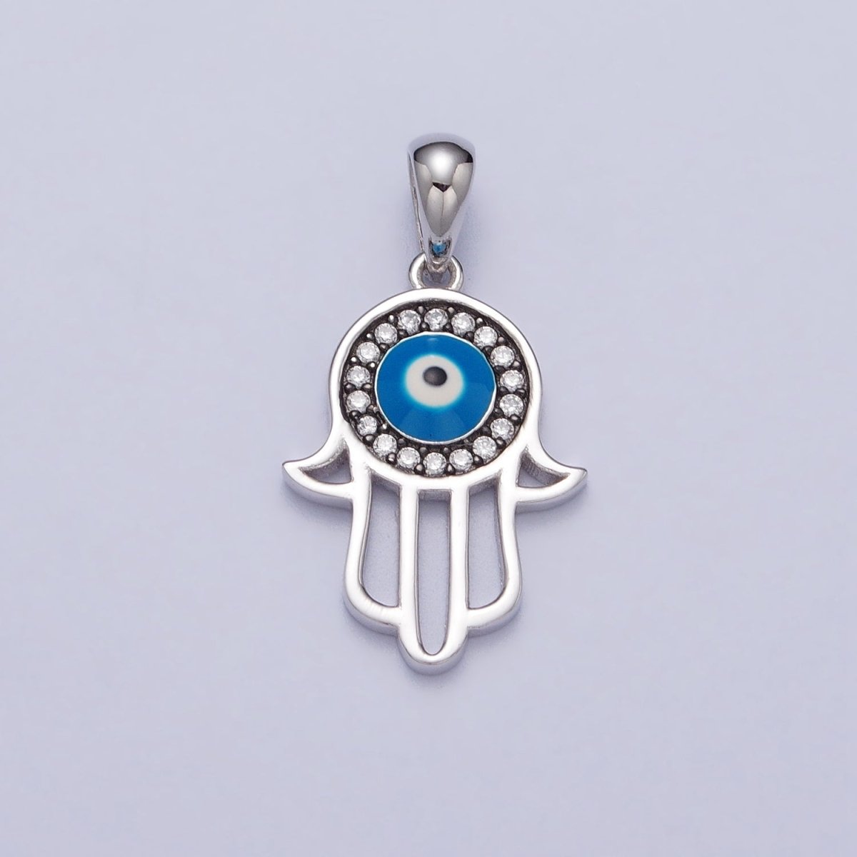 Sterling Silver Evil Eye Charm Hamsa Hand Pendant Amulet Protection Jewelry SL-406