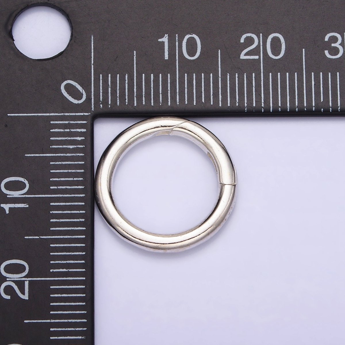 OS Sterling Silver S925 16.5mm Round Push Spring Gate Ring Closure Jewelry Making Supply | SL-292