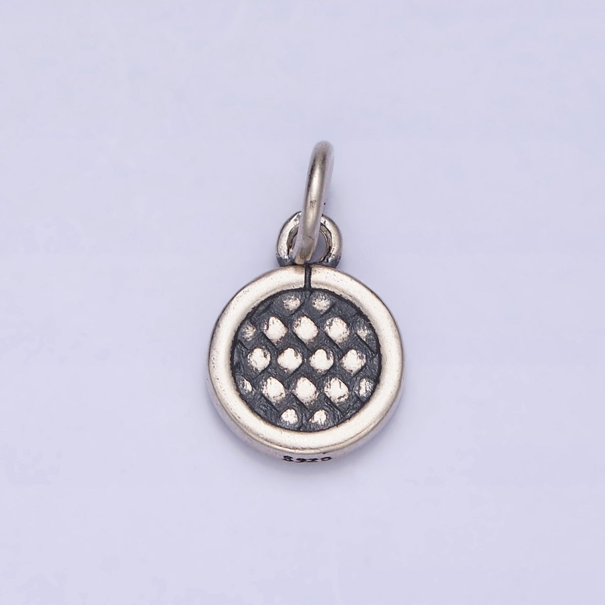 Sterling Silver S925 Dotted Rattan Textured Round Mini Charm | SL-269