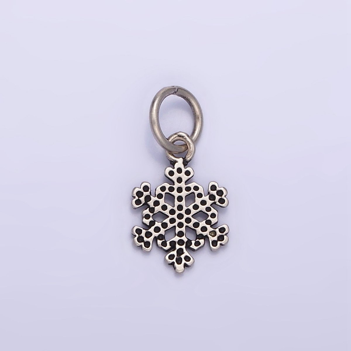 Sterling Silver S925 Dotted Snowflake Mini Add-On Charm | SL-344