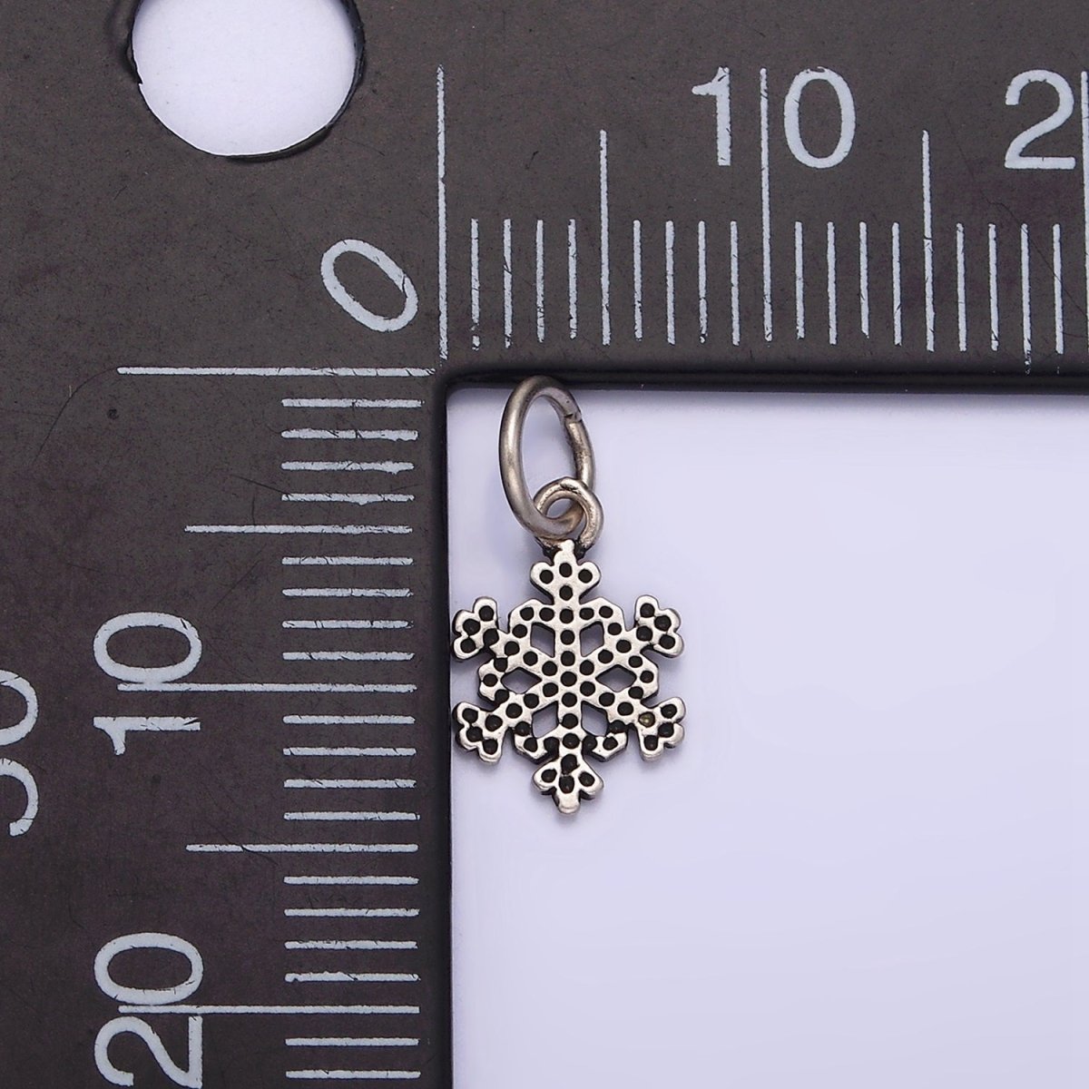 Sterling Silver S925 Dotted Snowflake Mini Add-On Charm | SL-344